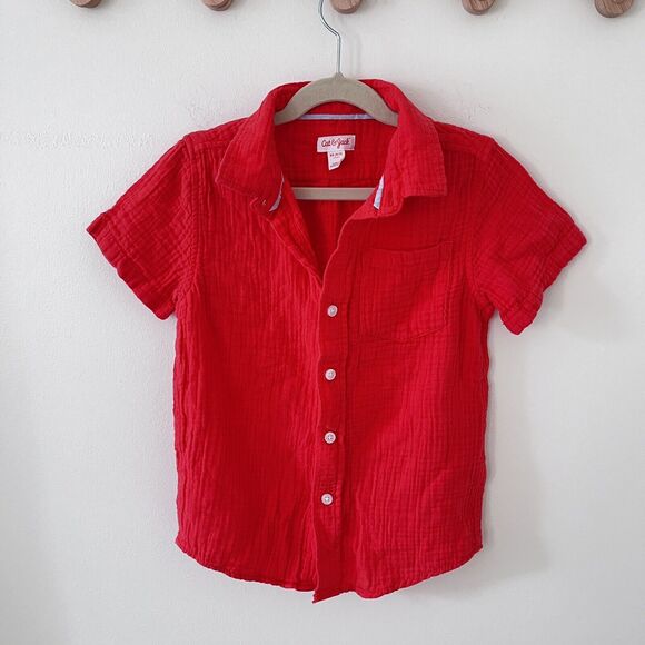 Cat & Jack Other - Cat & Jack Boys Button Up Light weight 100% Cotton Linen Style Red Shirt - XS